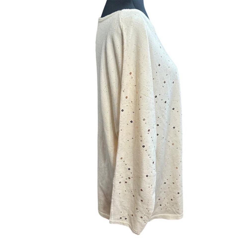 Chico's English Cream Scatter Sequin Long Sleeve Pullover Sweater, NWT, Chicos 3 - Picture 5 of 14